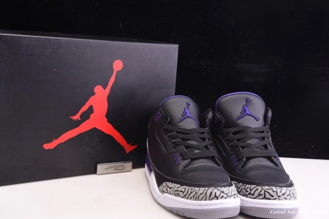 Kick Theory Retro 3 Court Air Purple Black Jordan CT8532-050 0724